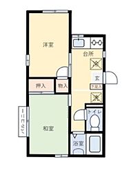ハイツわたなべ 2Kの間取図画像