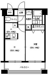 パークヒル三ツ沢 1DKの間取図画像