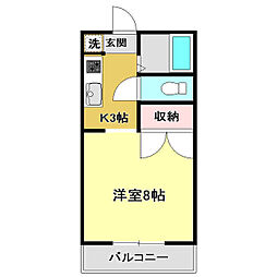 エトワール弥生町 1Kの間取図画像