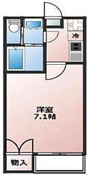 都営大江戸線 新江古田駅 徒歩9分の賃貸マンション 2階1Kの間取り