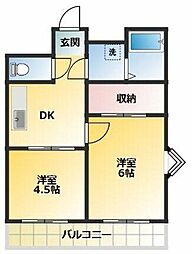 エスペラント 2DKの間取図画像
