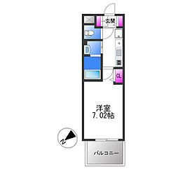 Luxe大阪城南 1Kの間取図画像