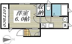 グランディール 1Kの間取図画像