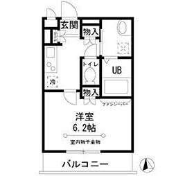 サニーサイド旗の台 3階1Kの間取り
