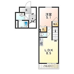 スリーハーブズ服部寿町 1LDKの間取図画像