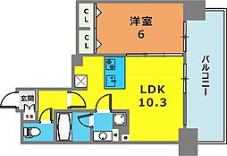 アプリーレ神戸元町 14階1LDKの間取り