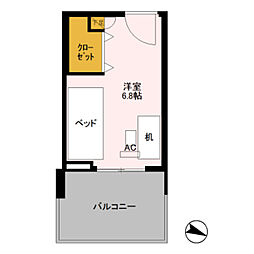 ロイヤルパークスER万代 ワンルームの間取図画像