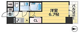 アドバンス神戸マーレ 1Kの間取図画像