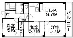アカンサス二番館 3LDKの間取図画像