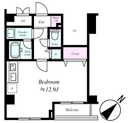 コンフォラス千石 8階ワンルームの間取り