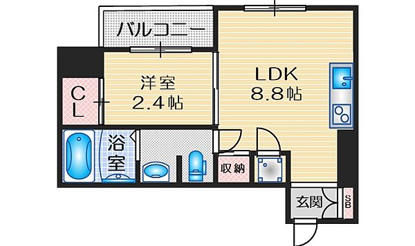 レギャン002 ｜大阪府豊中市上新田４丁目(賃貸マンション1LDK・3階・26.74㎡)の写真 その2