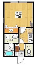 シティハイツ中野島 2階1Kの間取り