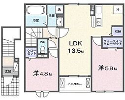 グラン ヴェール 2LDKの間取図画像