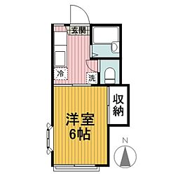 ホワイトアピア 1Kの間取図画像