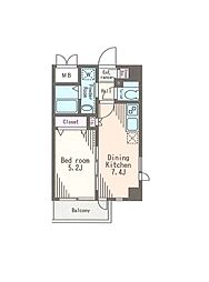 ルークス冬木 1DKの間取図画像