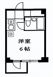 東村山ペガサスビル B館 2階ワンルームの間取り