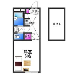 レオパレス大和川 1Kの間取図画像