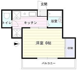 メゾンクレールちくま 1Kの間取図画像