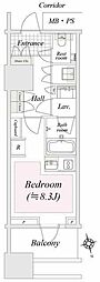 三田ガーデンヒルズ NORTH HILL ワンルームの間取図画像