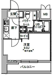 S-RESIDENCE八丁堀una 1Kの間取図画像