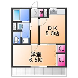 コンフォルト・ハイム 1DKの間取図画像