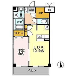 アテリアコート 1LDKの間取図画像