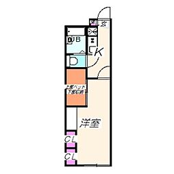 レオパレスルシェルブル金岡 1Kの間取図画像
