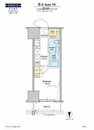 プラウドフラット四谷三丁目 10階1Kの間取り