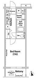 ヒューリックレジデンス調布柴崎 1Kの間取図画像