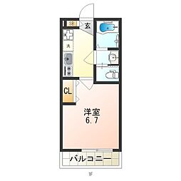 モダンラフォンテ尼崎 1Kの間取図画像