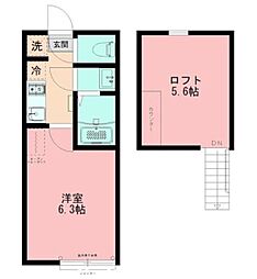 シュシュフルール 1Kの間取図画像
