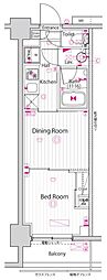 ガーラ・パークサイド亀戸 1DKの間取図画像