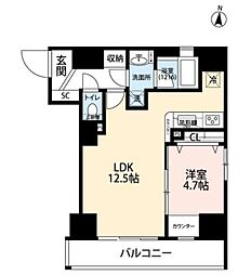 プレール・ドゥーク本所吾妻橋4 1LDKの間取図画像