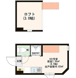 ORACLE SHIN-OKUBO 1階ワンルームの間取り