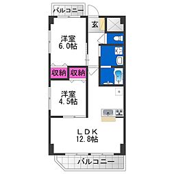 クレセント 2LDKの間取図画像