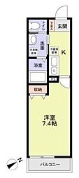 エステートピアＭ7 2階1Kの間取り