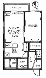 クラージュ 1LDKの間取図画像