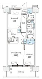 スカイグランデ津田沼 2LDKの間取図画像