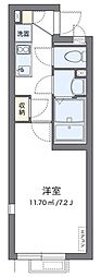 クレイノシャイン 2階1Kの間取り