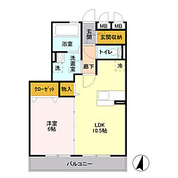 グレイスA 1LDKの間取図画像