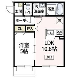 ミモザ・コート 1LDKの間取図画像