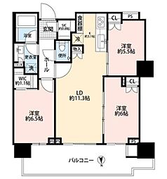 HARUMIFLAGPARKVILLAGET棟 3LDKの間取図画像