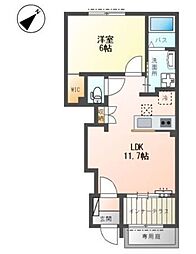 見沼区七里アパート新築工事 1LDKの間取図画像