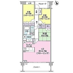 ドレッセ美しの森シルフィーノウエスト・ウィング 3LDKの間取図画像