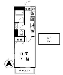 三和北新宿 1Kの間取図画像