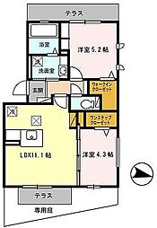 クレッセントスクエア2 2LDKの間取図画像