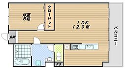 マンションしんゆう 1LDKの間取図画像