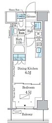 パークアクシス新宿百人町 1DKの間取図画像