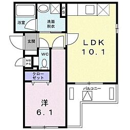 アルカディア浅間町 1LDKの間取図画像