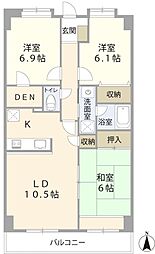 ヌーヴォアージュ 3LDKの間取図画像